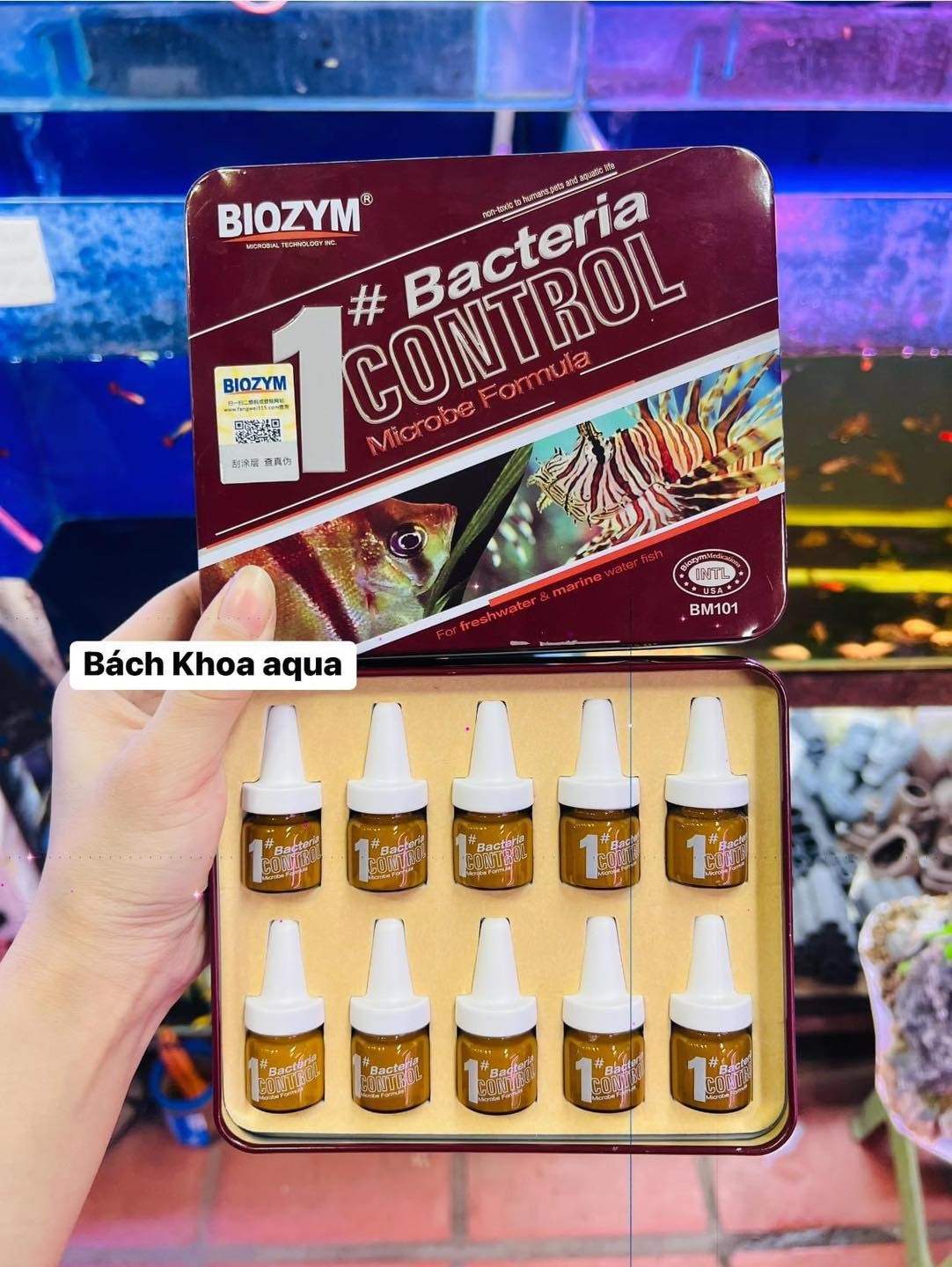 Trị nấm cho cá Biozym Bacteria Control - ống 2gr